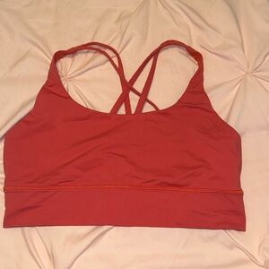 Lululemon Pink Sports Bra with Criss-Cross Straps (Energy Longline Bra)